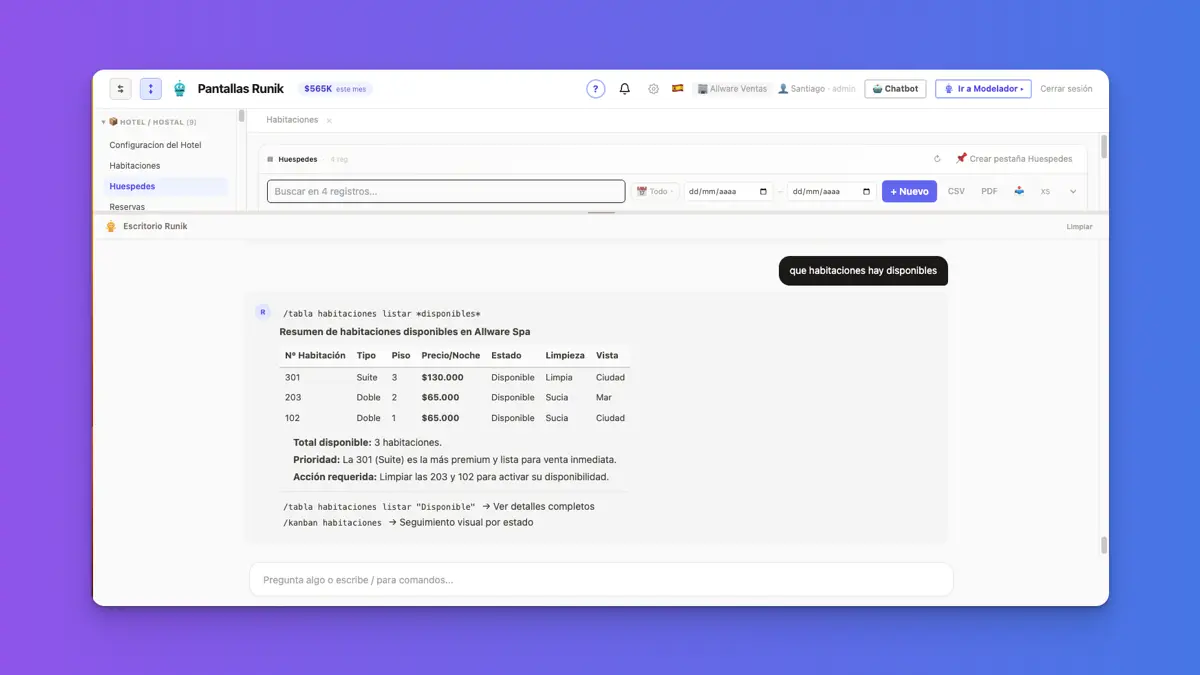 Chat IA — consulta en lenguaje natural