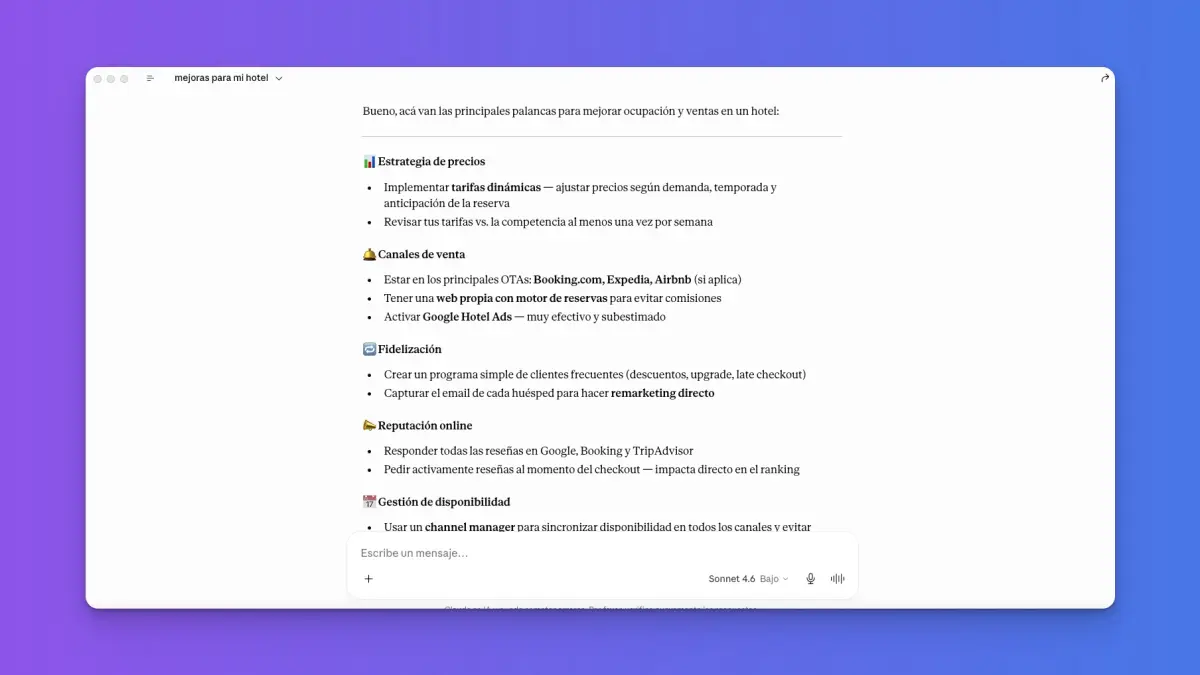 Claude analizando datos de Runik