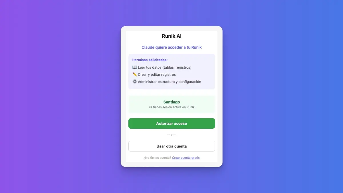 OAuth — Autorizar acceso a Runik