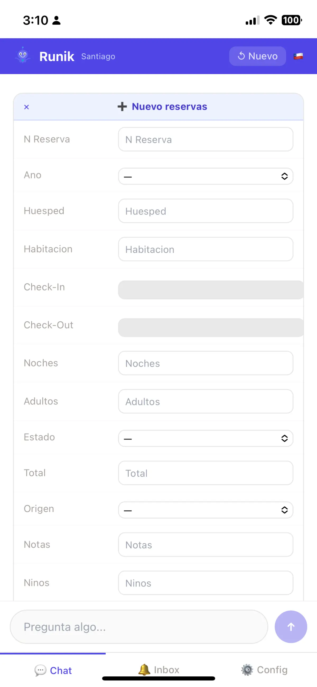 App movil — formulario