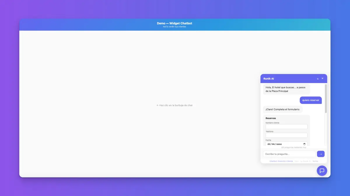 Chatbot en accion en sitio web