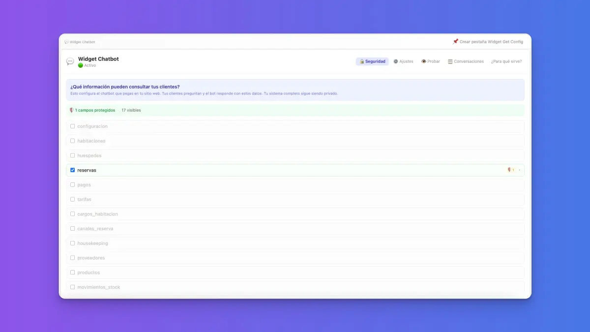 Chatbot — tablas permitidas