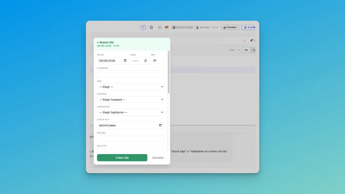 Nueva cita desde calendario